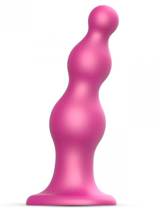 Розовая насадка Strap-On-Me Dildo Plug Beads size S - Strap-on-me - купить с доставкой в Севастополе