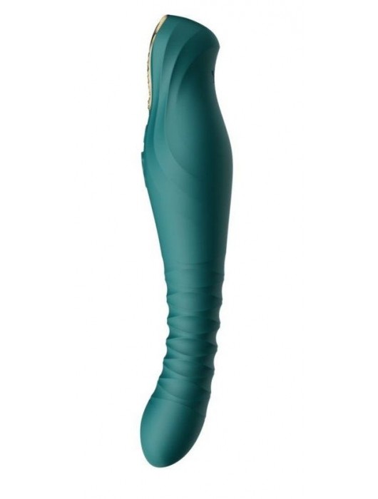 Изумрудный вибратор King с функцией возвратно-поступательных движений - 30,2 см. - Zalo