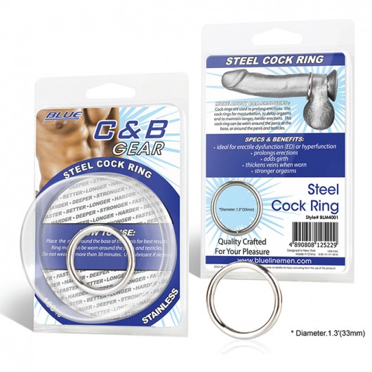 Стальное эрекционное кольцо STEEL COCK RING - 3.5 см. - BlueLine - в Севастополе купить с доставкой