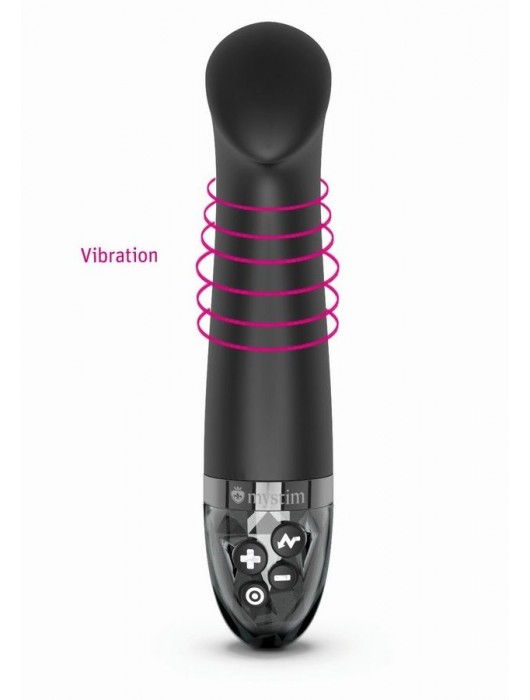 Черный вибратор с функцией электростимуляции Right on Ron - 17 см. - MyStim - купить с доставкой в Севастополе