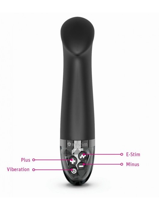 Черный вибратор с функцией электростимуляции Right on Ron - 17 см. - MyStim - купить с доставкой в Севастополе