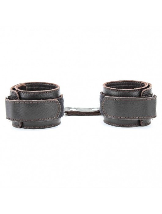 Коричневые кожаные оковы с клепками - БДСМ Арсенал - купить с доставкой в Севастополе