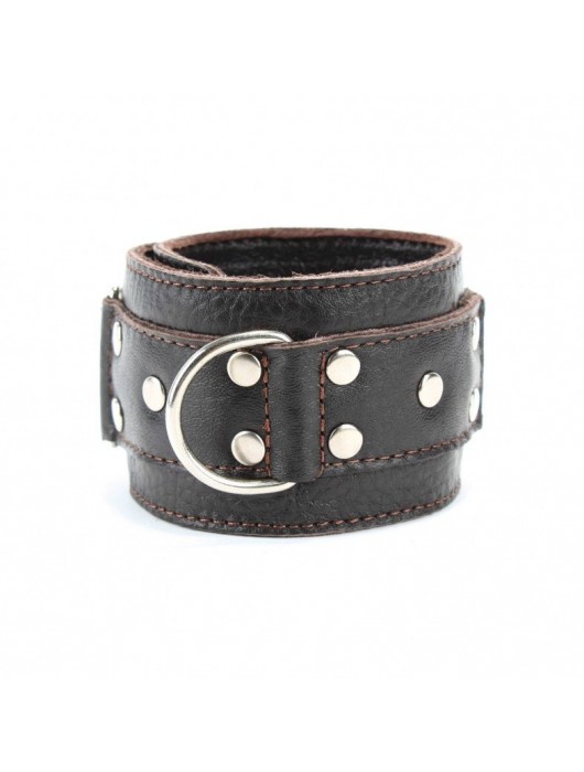 Коричневые кожаные оковы с клепками - БДСМ Арсенал - купить с доставкой в Севастополе