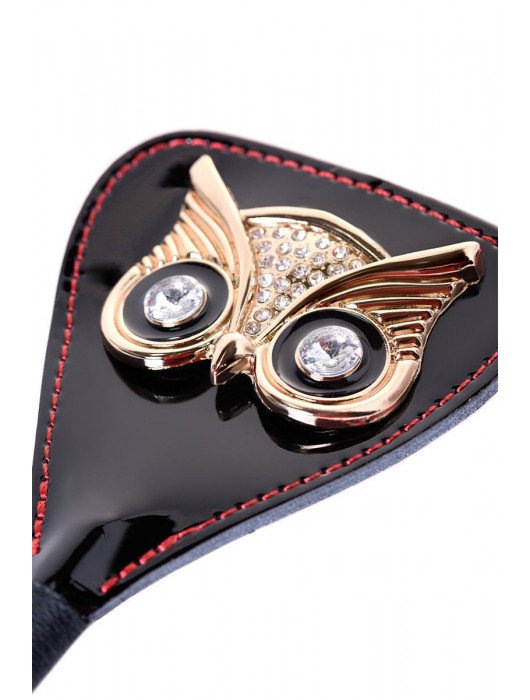 Чёрный стек с совой на кожаном наконечнике - 24 см. - ToyFa - купить с доставкой в Севастополе