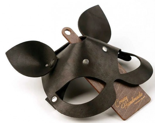 Черная кожаная маска  Кошка  с маленькими ушками - Crazy Handmade - купить с доставкой в Севастополе