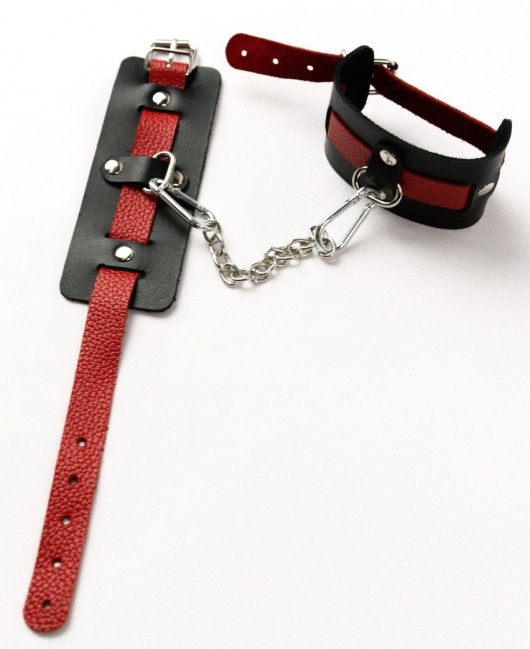 Черные оковы с красным декором и заклепками - Crazy Handmade - купить с доставкой в Севастополе