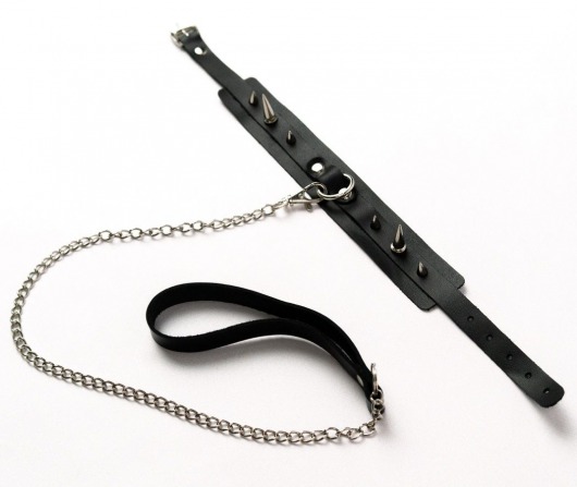 Черный ошейник с шипами и поводком - Crazy Handmade - купить с доставкой в Севастополе