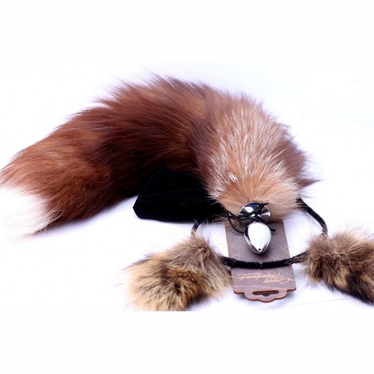 Игровой комплект: серебристая анальная пробка с пушистым хвостом и ободок-ушки - Crazy Handmade - купить с доставкой в Севастополе