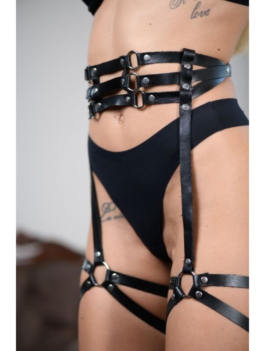 Кожаные гартеры на поясе Esteria - БДСМ Арсенал - купить с доставкой в Севастополе