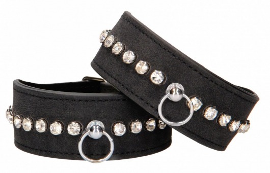 Черные поножи Diamond Studded Ankle Cuffs - Shots Media BV - купить с доставкой в Севастополе