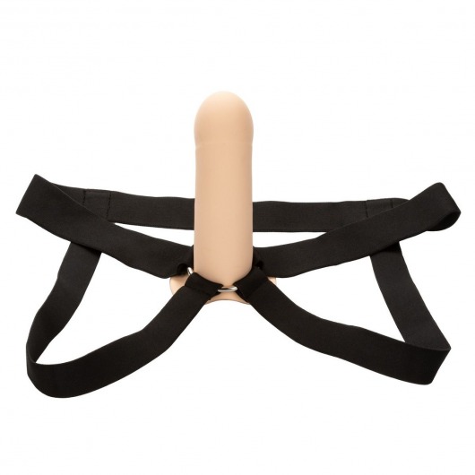 Телесный фаллопротез из силикона Extension with Harness - 15,75 см. - California Exotic Novelties - купить с доставкой в Севастополе