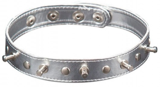 Серебристый ошейник с шипами - Sitabella - купить с доставкой в Севастополе