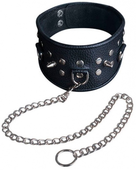 Чёрный ошейник из кожи - Sitabella - купить с доставкой в Севастополе
