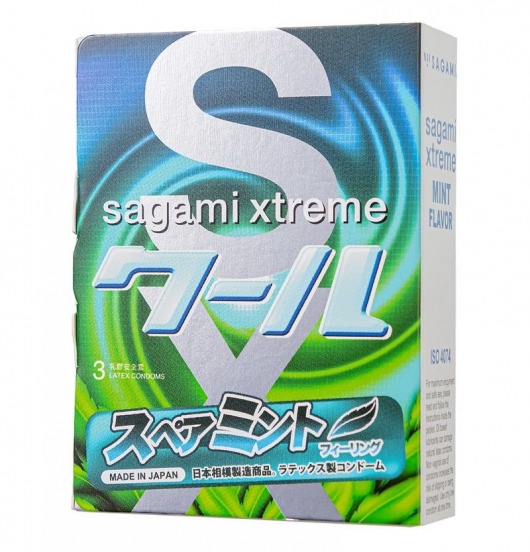 Презервативы Sagami Xtreme Mint с ароматом мяты - 3 шт. - Sagami - купить с доставкой в Севастополе