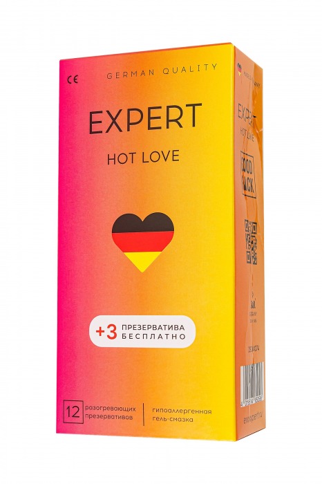 Презервативы EXPERT Hot Love с разогревающим эффектом - 12 шт.(+3 в подарок) - Expert - купить с доставкой в Севастополе