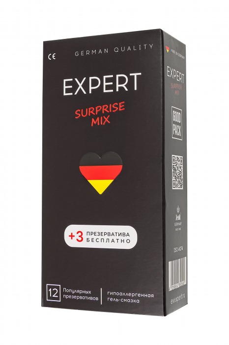 Презервативы EXPERT Surprise Mix - 12 шт.(+3 в подарок) - Expert - купить с доставкой в Севастополе