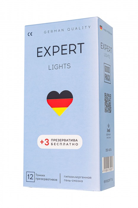 Ультратонкие презервативы EXPERT Lights - 12 шт.(+3 в подарок) - Expert - купить с доставкой в Севастополе