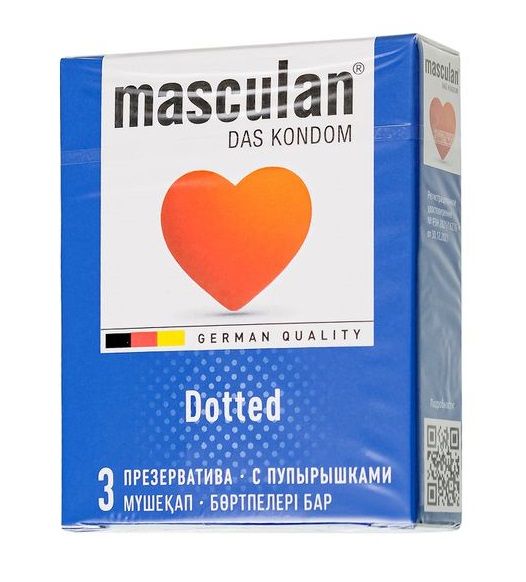 Презервативы с пупырышками Masculan Dotted - 3 шт. - Masculan - купить с доставкой в Севастополе