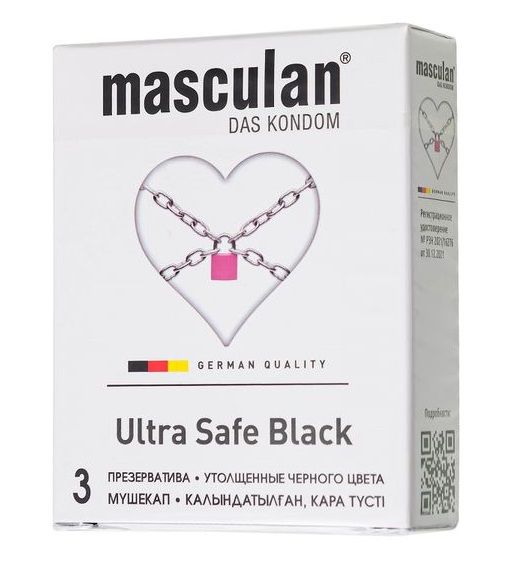 Ультрапрочные презервативы Masculan Ultra Safe Black - 3 шт. - Masculan - купить с доставкой в Севастополе