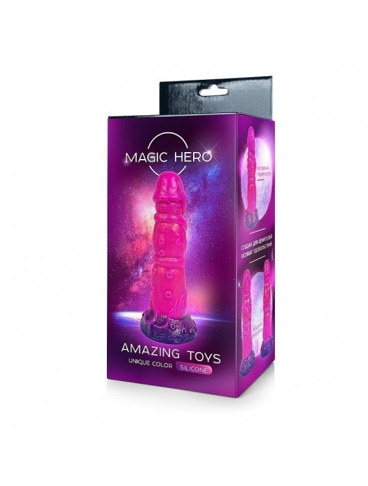 Розовый рельефный фантазийный фаллоимитатор - 20 см. - Bior toys - купить с доставкой в Севастополе