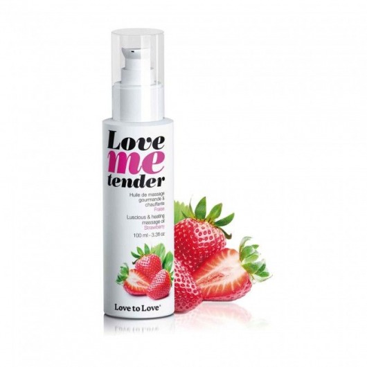 Съедобное согревающее массажное масло Love Me Tender Strawberry с ароматом клубники - 100 мл. - Love to Love - купить с доставкой в Севастополе