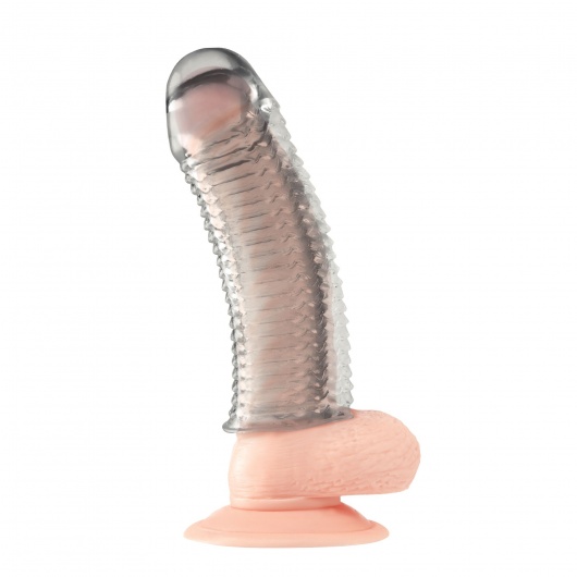 Текстурированная насадка на пенис Clear Textured Penis Enhancing Sleeve Extension - 16,5 см. - BlueLine - в Севастополе купить с доставкой
