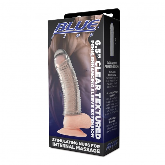 Текстурированная насадка на пенис Clear Textured Penis Enhancing Sleeve Extension - 16,5 см. - BlueLine - в Севастополе купить с доставкой