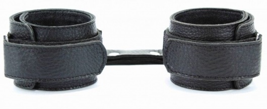 Черные кожаные оковы на липучке - БДСМ Арсенал - купить с доставкой в Севастополе