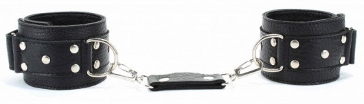 Черные кожаные оковы на липучке - БДСМ Арсенал - купить с доставкой в Севастополе