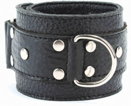 Черные кожаные оковы на липучке - БДСМ Арсенал - купить с доставкой в Севастополе