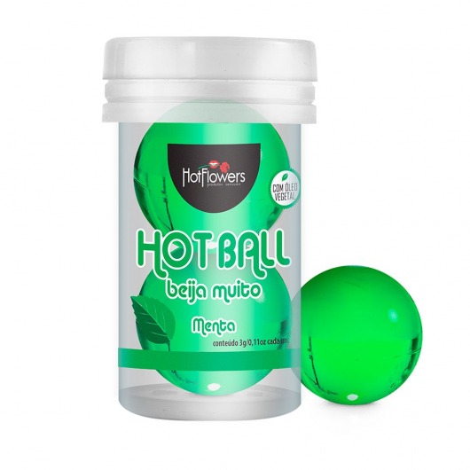 Лубрикант на масляной основе Hot Ball Beija Muito с ароматом мяты (2 шарика по 3 гр.) - HotFlowers - купить с доставкой в Севастополе