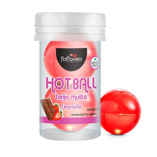 Лубрикант на масляной основе Hot Ball Beija Muito с ароматом шоколада и клубники (2 шарика по 3 гр.) - HotFlowers - купить с доставкой в Севастополе