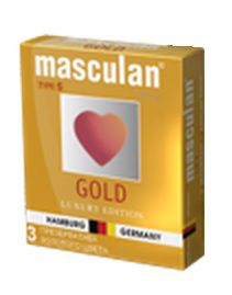 Презервативы Masculan Ultra Gold с золотым напылением и ароматом ванили - 3 шт. - Masculan - купить с доставкой в Севастополе