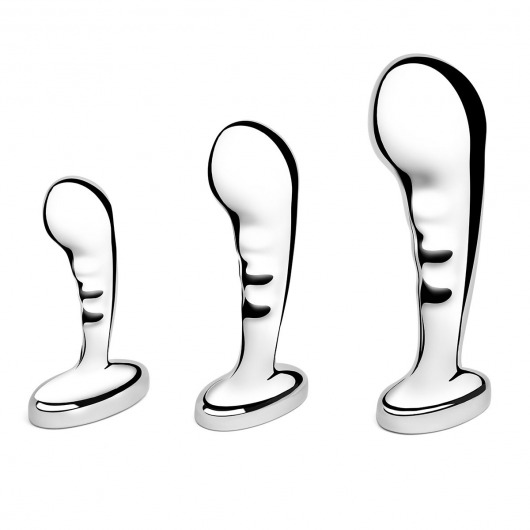 Набор из 3 стальных стимуляторов простаты Stainless Steel P-spot Training Set - b-Vibe - в Севастополе купить с доставкой