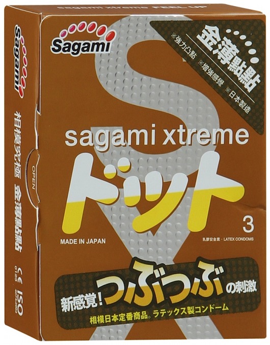 Презервативы Sagami Xtreme FEEL UP с точечной текстурой и линиями прилегания - 3 шт. - Sagami - купить с доставкой в Севастополе