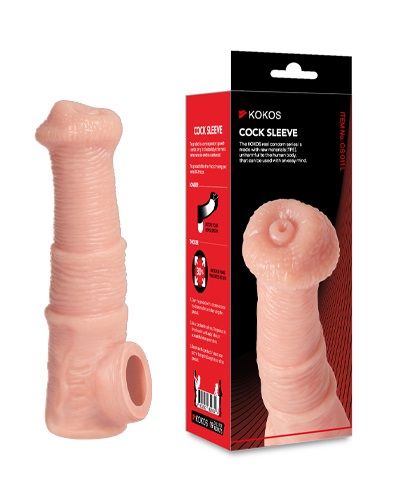 Телесная фантазийная насадка на член Cock Sleeve Size M - KOKOS - в Севастополе купить с доставкой