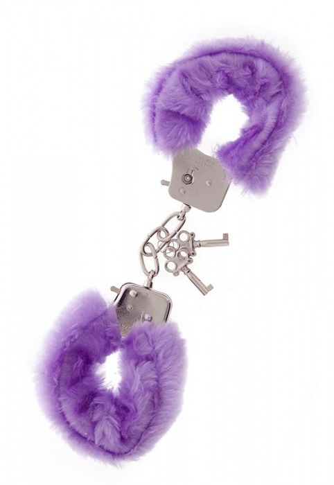 Фиолетовые меховые наручники METAL HANDCUFF WITH PLUSH LAVENDER - Dream Toys - купить с доставкой в Севастополе