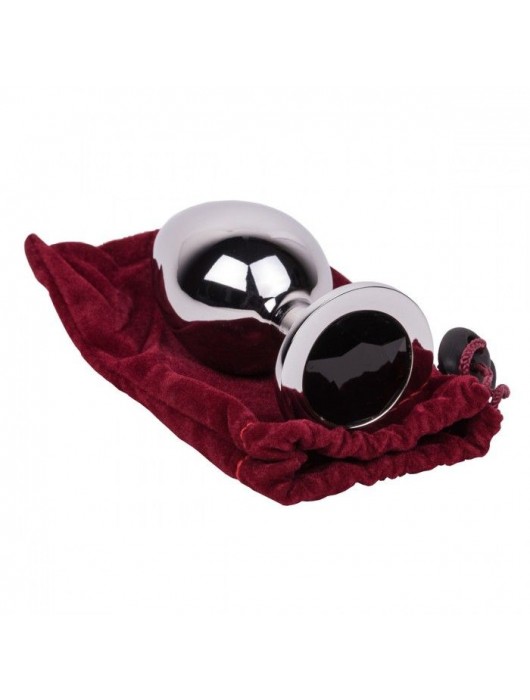 Большой стальной плаг с черным кристаллом Black Rave - 9,5 см. - Erotic Fantasy - купить с доставкой в Севастополе