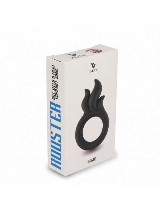 Черное эрекционное кольцо-пламя Rooster Hawk - Velv or - в Севастополе купить с доставкой