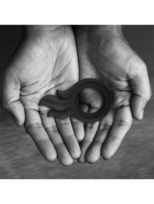 Черное эрекционное кольцо-пламя Rooster Hawk - Velv or - в Севастополе купить с доставкой