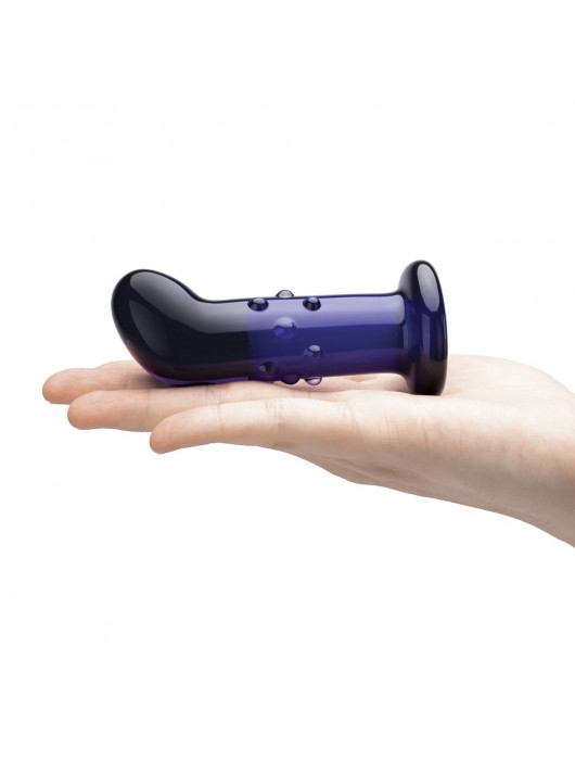 Синий стеклянный изогнутый вибратор - 11 см. - Glas