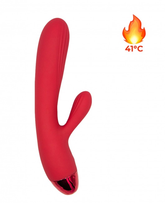 Красный вибратор-кролик с пульсацией и нагревом Irene - 21 см. - Woma