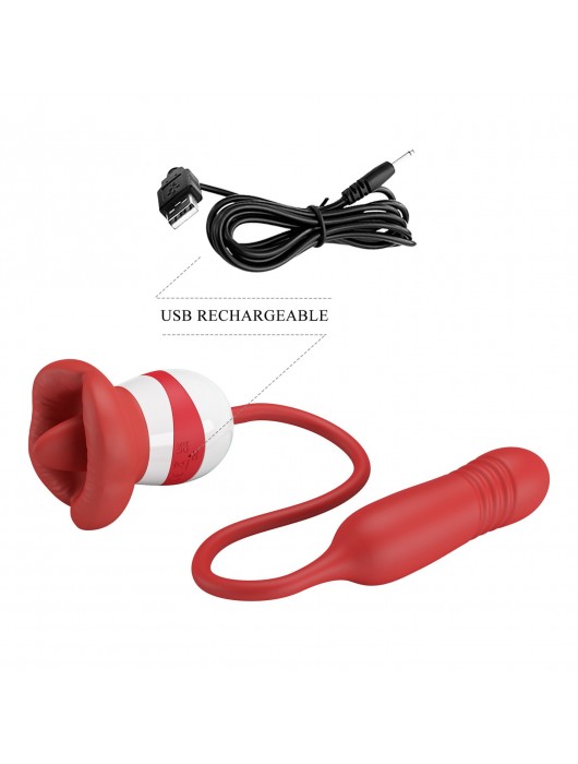 Красное продолговатое виброяицо Ashlynn с клиторальным стимулятором - Baile