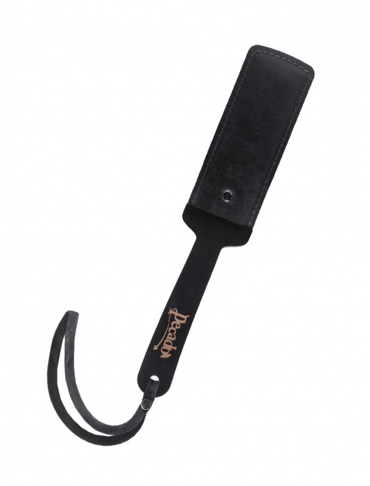 Черный твердый пэддл из натуральной кожи и дерева - 33 см. - Pecado - купить с доставкой в Севастополе