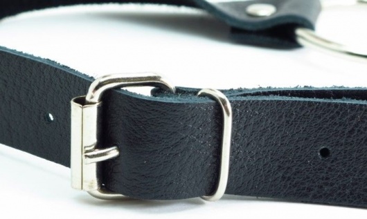 Черный кожаный кляп с кольцом - БДСМ Арсенал - купить с доставкой в Севастополе