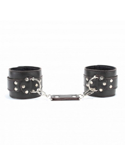 Коричневые оковы из мягкой кожи на металлической цепочке - БДСМ Арсенал - купить с доставкой в Севастополе