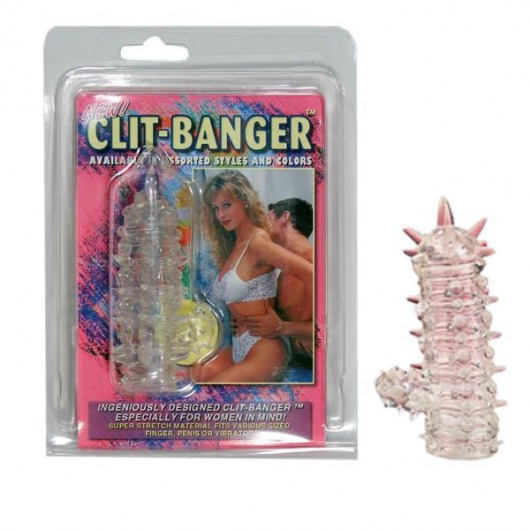 Прозрачная насадка с шипами и клиторальной шишечкой CLIT-BANGER SLEEVE IN CLEAR - Tonga - в Севастополе купить с доставкой