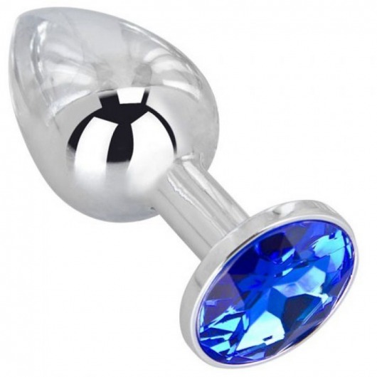 Анальное украшение BUTT PLUG  Small с синим кристаллом - 7 см. - Anal Jewelry Plug - купить с доставкой в Севастополе