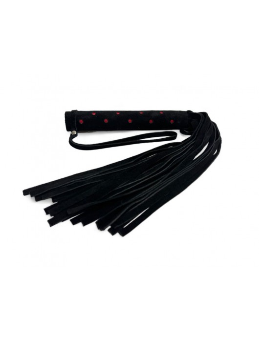Черная замшевая плеть с красными точками на рукояти Red dot Princess - 43 см. - БДСМ Арсенал - купить с доставкой в Севастополе