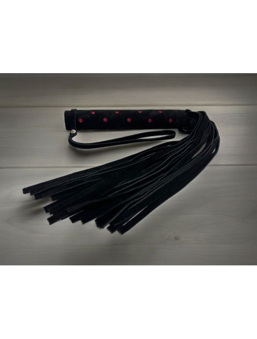 Черная замшевая плеть с красными точками на рукояти Red dot Princess - 43 см. - БДСМ Арсенал - купить с доставкой в Севастополе